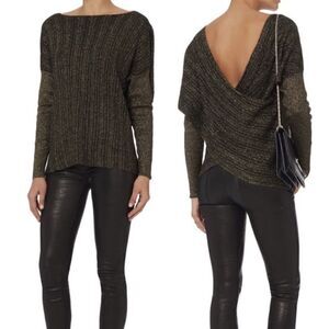 DEREK LAM 10 CROSBY Lurex Crossover Knit Top size S